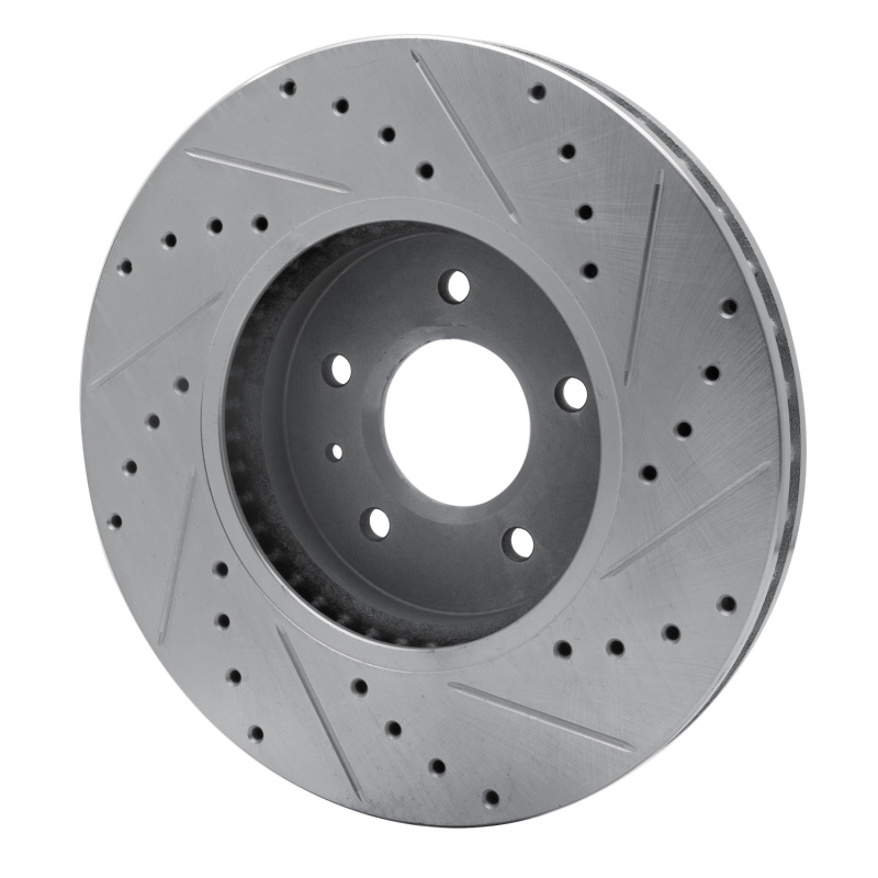 Cadillac STS Brake Rotor (1) - Front Left - R1 Concepts - Drilled & Slotted - Silver - `09-`11